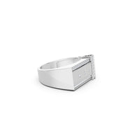 Myra Men’s 925 Sterling Silver Minimal Bar Diamond-Cut Ring
