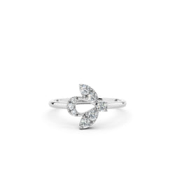 Elegant Petal Cluster Diamond Ring – 925 Sterling Silver