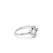 Elegant Petal Cluster Diamond Ring – 925 Sterling Silver