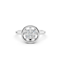 Radiant Cross Cluster Diamond Ring 925 Sterling Silver