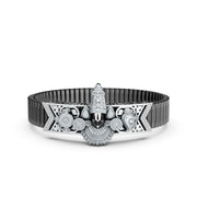 925 Sterling Silver Tirupati Balaji Kada Bracelet with Black Stretch Band