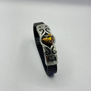Khodiyar Maa Black Beaded Bracelet with Enamel Divine.