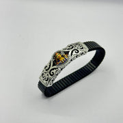 Khodiyar Maa Black Beaded Bracelet with Enamel Divine.