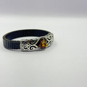 Khodiyar Maa Black Beaded Bracelet with Enamel Divine.