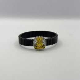 925 Sterling Silver Gold-Plated Mahadev Bracelet with Black Stretch Band