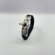 925 Sterling Silver Tirupati Balaji Kada Bracelet with Black Stretch Band