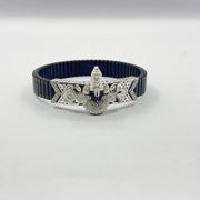 925 Sterling Silver Tirupati Balaji Kada Bracelet with Black Stretch Band