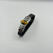 925 Sterling Silver Mahakal Bracelet with Black Stretch Band