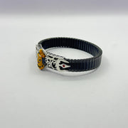 925 Sterling Silver Mahakal Bracelet with Black Stretch Band