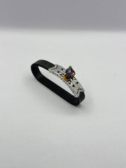 925 Sterling Silver Shreenathji Bracelet with Black Stretch Band