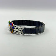 925 Sterling Silver Shreenathji Bracelet with Black Stretch Band