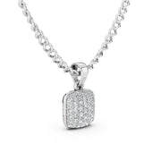 925 Sterling Silver Cushion Pavé Sparkle Pendant Necklace