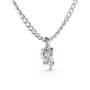 Elegant White Solitaire Pendant – 925 Sterling Silver