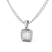 925 Sterling Silver Cushion Pavé Sparkle Pendant Necklace
