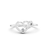 💖 925 Sterling Silver Double Heart Diamond Ring