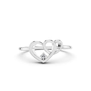 💖 925 Sterling Silver Double Heart Diamond Ring
