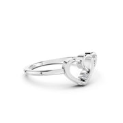 💖 925 Sterling Silver Double Heart Diamond Ring