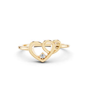 💖 925 Sterling Silver Double Heart Diamond Ring