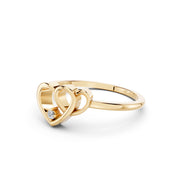 💖 925 Sterling Silver Double Heart Diamond Ring