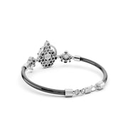 925 Sterling Silver Tirupati Balaji Black Onyx Adjustable Bracelet