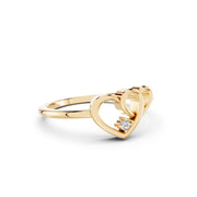 💖 925 Sterling Silver Double Heart Diamond Ring