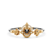 925 Sterling Silver Tirupati Balaji Black Onyx Adjustable Bracelet