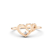 💖 925 Sterling Silver Double Heart Diamond Ring