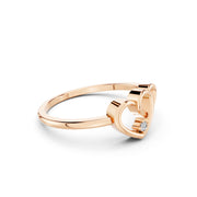 💖 925 Sterling Silver Double Heart Diamond Ring