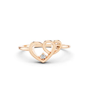 💖 925 Sterling Silver Double Heart Diamond Ring