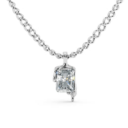 Elegant White Solitaire Pendant – 925 Sterling Silver