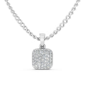 925 Sterling Silver Cushion Pavé Sparkle Pendant Necklace